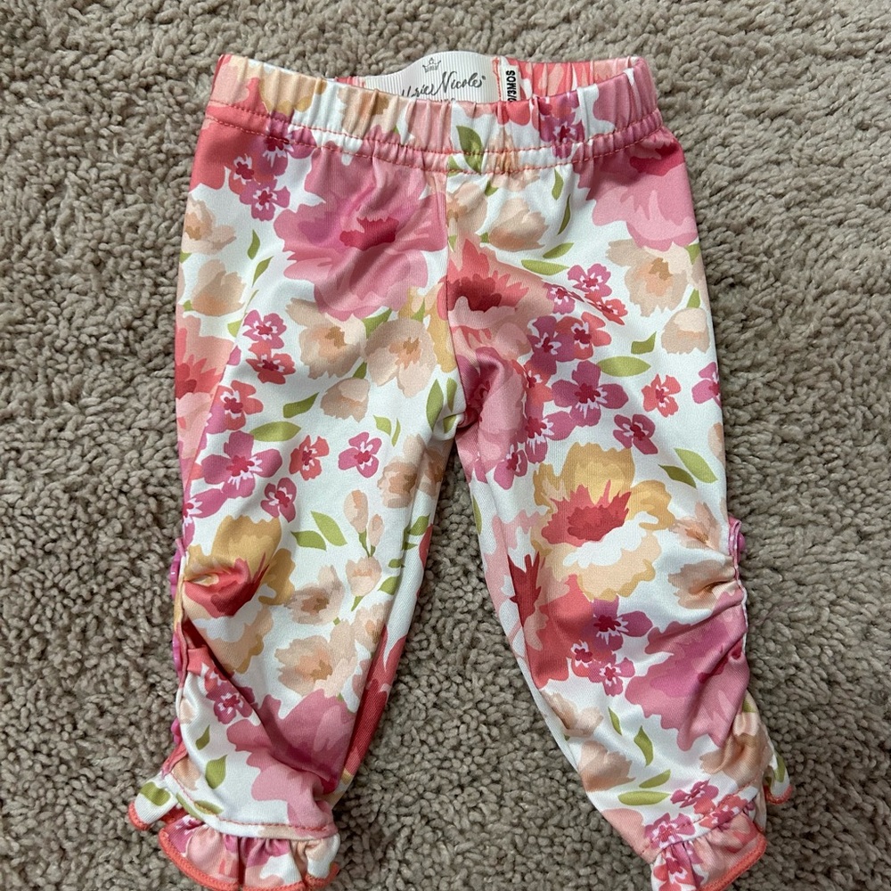 Marie Nicole Pink and Orange Floral Leggings
